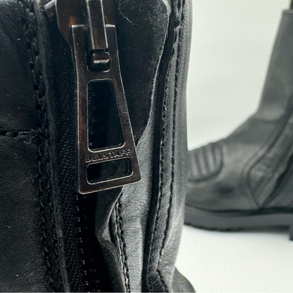 BELSTAFF BLACK LEATHER BOOTS BIKER  BOOTS MOTO CHUNKY SOLE HEELS SHOES SIZE 37 - Picture 14 of 17